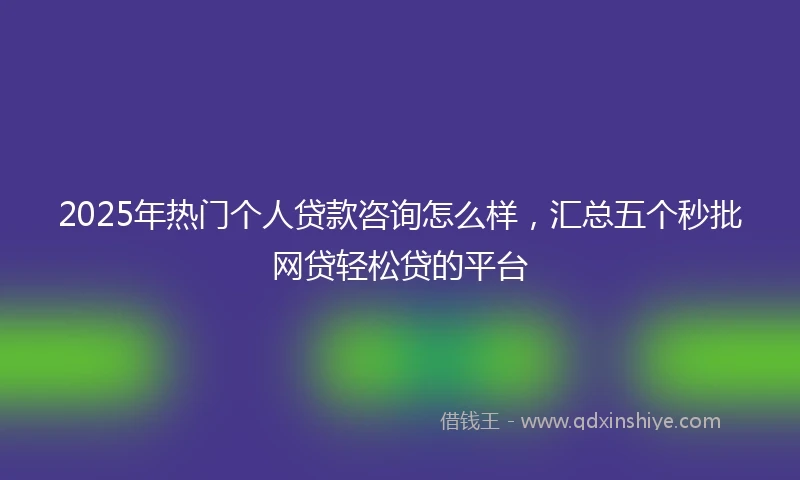2025年热门个人贷款咨询怎么样，汇总五个秒批网贷轻松贷的平台