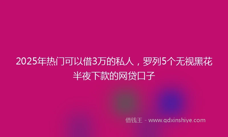 2025年热门可以借3万的私人，罗列5个无视黑花半夜下款的网贷口子