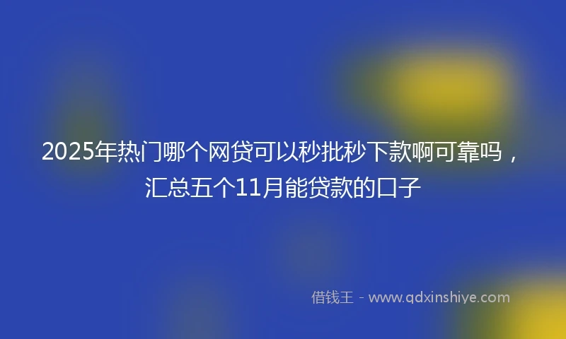 2025年热门哪个网贷可以秒批秒下款啊可靠吗，汇总五个11月能贷款的口子