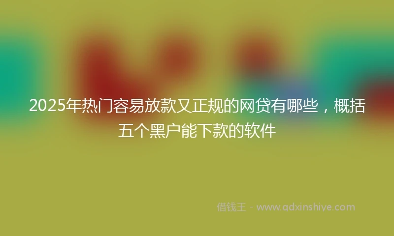 2025年热门容易放款又正规的网贷有哪些,概括五个黑户能下款的软件