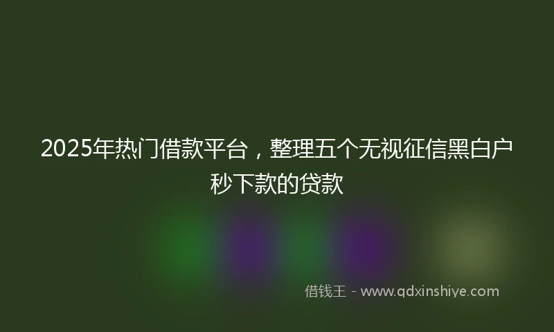 2025年热门借款平台，整理五个无视征信黑白户秒下款的贷款