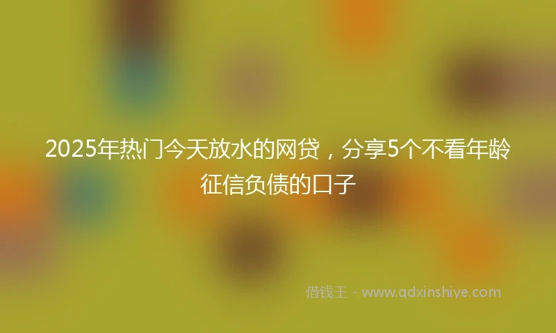 2025年热门今天放水的网贷，分享5个不看年龄征信负债的口子