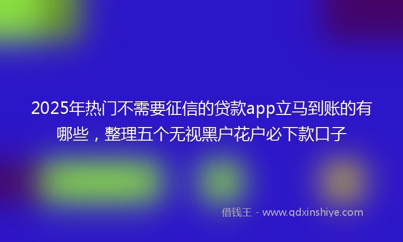 2025年热门不需要征信的贷款app立马到账的有哪些，整理五个无视黑户花户必下款口子