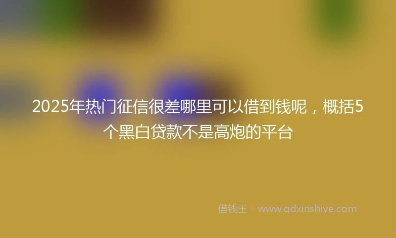 2025年热门征信很差哪里可以借到钱呢，概括5个黑白贷款不是高炮的平台