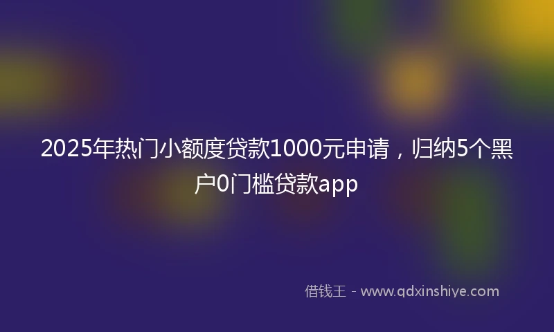 2025年热门小额度贷款1000元申请，归纳5个黑户0门槛贷款app