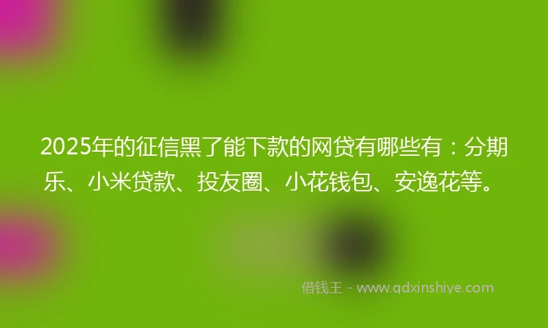 2025年的征信黑了能下款的网贷有哪些有：分期乐、小米贷款、投友圈、小花钱包、安逸花等。