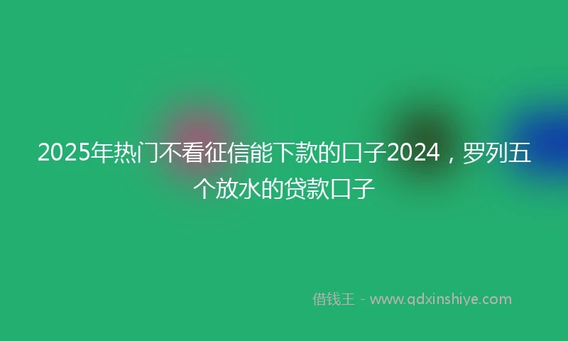 2025年热门不看征信能下款的口子2024，罗列五个放水的贷款口子