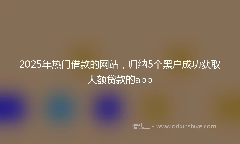 2025年热门借款的网站，归纳5个黑户成功获取大额贷款的app