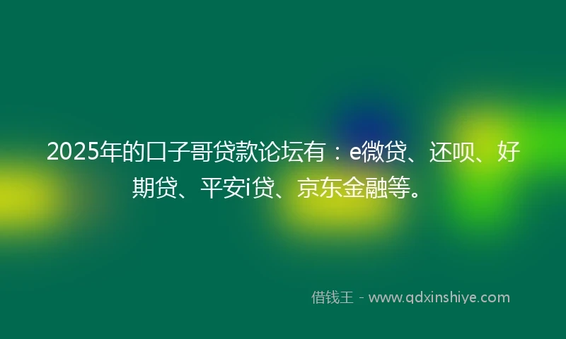 2025年的口子哥贷款论坛有：e微贷、还呗、好期贷、平安i贷、京东金融等。