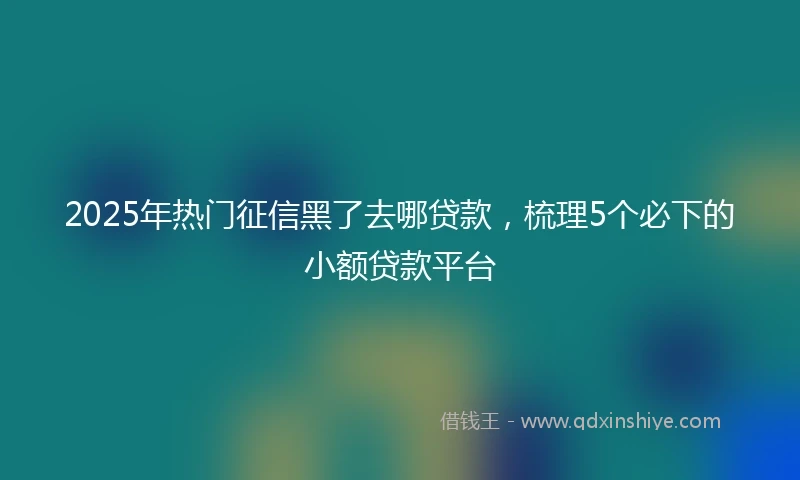 2025年热门征信黑了去哪贷款，梳理5个必下的小额贷款平台