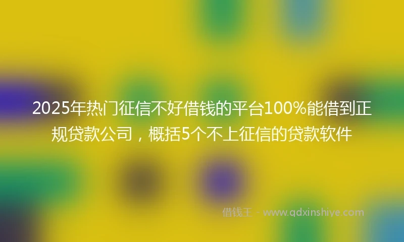 2025年热门征信不好借钱的平台100%能借到正规贷款公司，概括5个不上征信的贷款软件