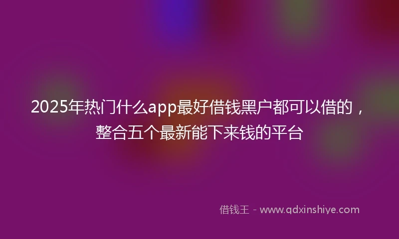 2025年热门什么app最好借钱黑户都可以借的，整合五个最新能下来钱的平台