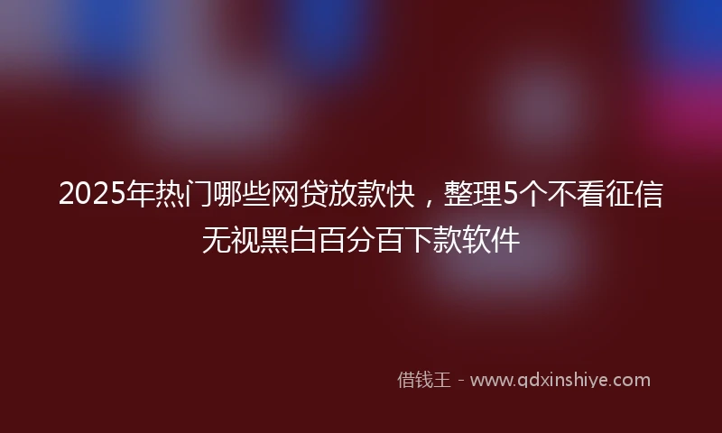 2025年热门哪些网贷放款快，整理5个不看征信无视黑白百分百下款软件