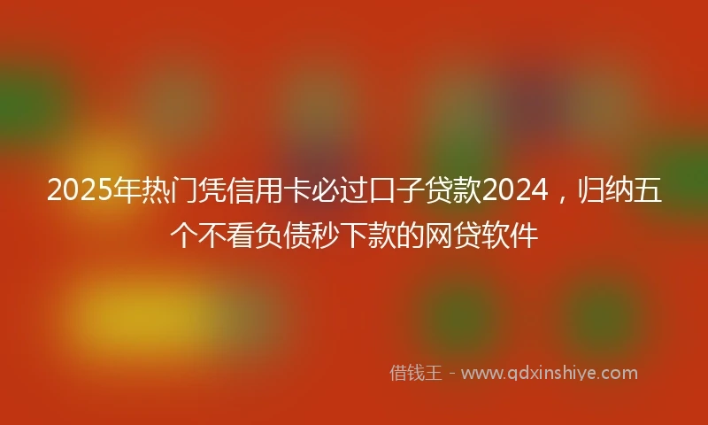 2025年热门凭信用卡必过口子贷款2024，归纳五个不看负债秒下款的网贷软件
