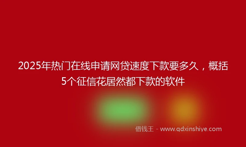 2025年热门在线申请网贷速度下款要多久，概括5个征信花居然都下款的软件