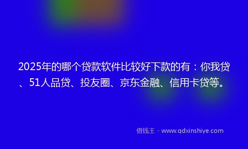 2025年的哪个贷款软件比较好下款的有：你我贷、51人品贷、投友圈、京东金融、信用卡贷等。