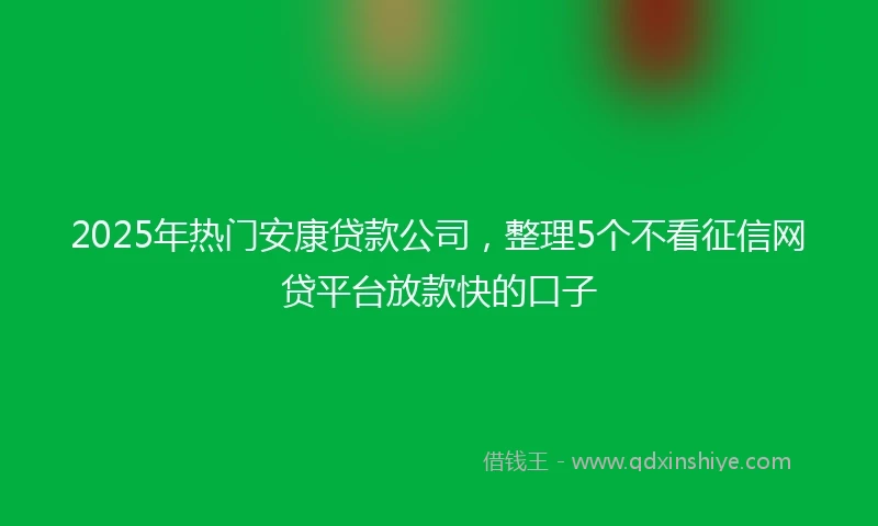 2025年热门安康贷款公司，整理5个不看征信网贷平台放款快的口子