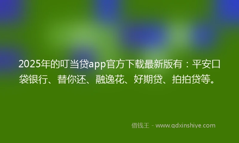 2025年的叮当贷app官方下载最新版有：平安口袋银行、替你还、融逸花、好期贷、拍拍贷等。