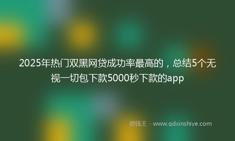 2025年热门双黑网贷成功率最高的，总结5个无视一切包下款5000秒下款的app