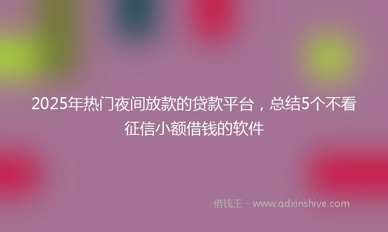 2025年热门夜间放款的贷款平台，总结5个不看征信小额借钱的软件