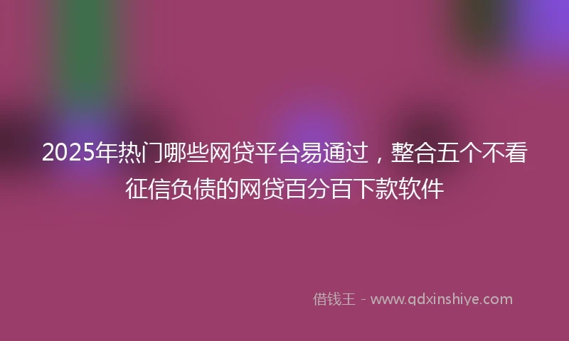 2025年热门哪些网贷平台易通过，整合五个不看征信负债的网贷百分百下款软件