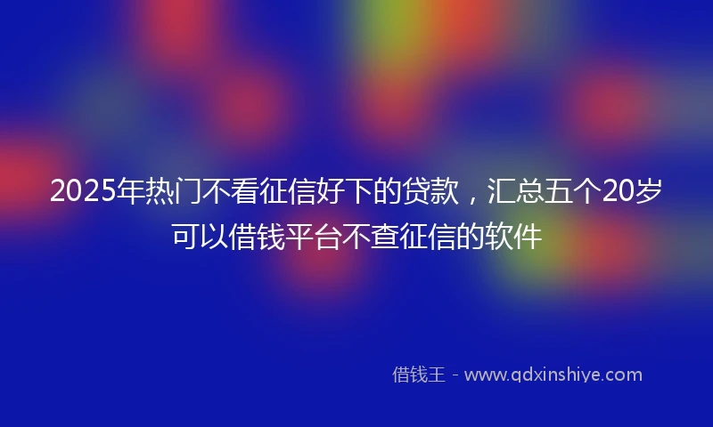 2025年热门不看征信好下的贷款，汇总五个20岁可以借钱平台不查征信的软件