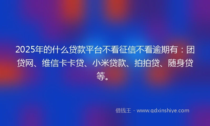 2025年的什么贷款平台不看征信不看逾期有：团贷网、维信卡卡贷、小米贷款、拍拍贷、随身贷等。