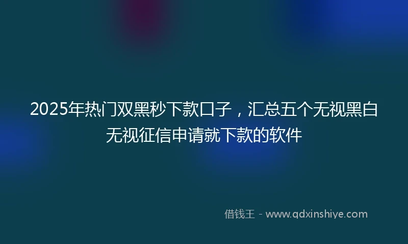 2025年热门双黑秒下款口子，汇总五个无视黑白无视征信申请就下款的软件