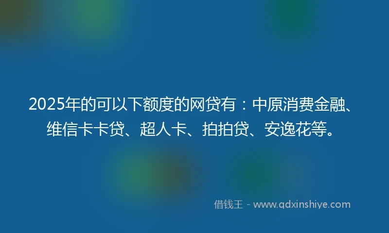 2025年的可以下额度的网贷有：中原消费金融、维信卡卡贷、超人卡、拍拍贷、安逸花等。