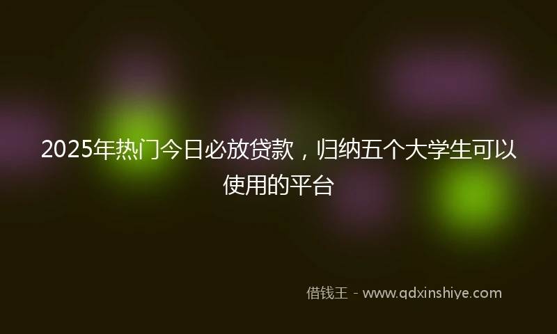2025年热门今日必放贷款，归纳五个大学生可以使用的平台