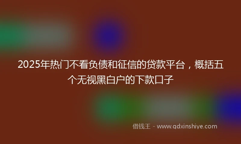 2025年热门不看负债和征信的贷款平台，概括五个无视黑白户的下款口子