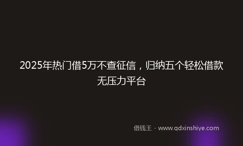 2025年热门借5万不查征信，归纳五个轻松借款无压力平台