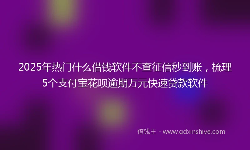 2025年热门什么借钱软件不查征信秒到账，梳理5个支付宝花呗逾期万元快速贷款软件
