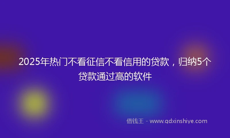 2025年热门不看征信不看信用的贷款，归纳5个贷款通过高的软件