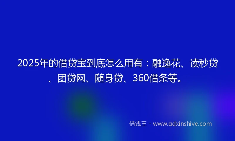 2025年的借贷宝到底怎么用有：融逸花、读秒贷、团贷网、随身贷、360借条等。