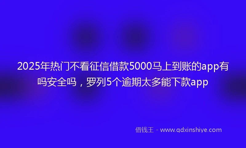 2025年热门不看征信借款5000马上到账的app有吗安全吗，罗列5个逾期太多能下款app
