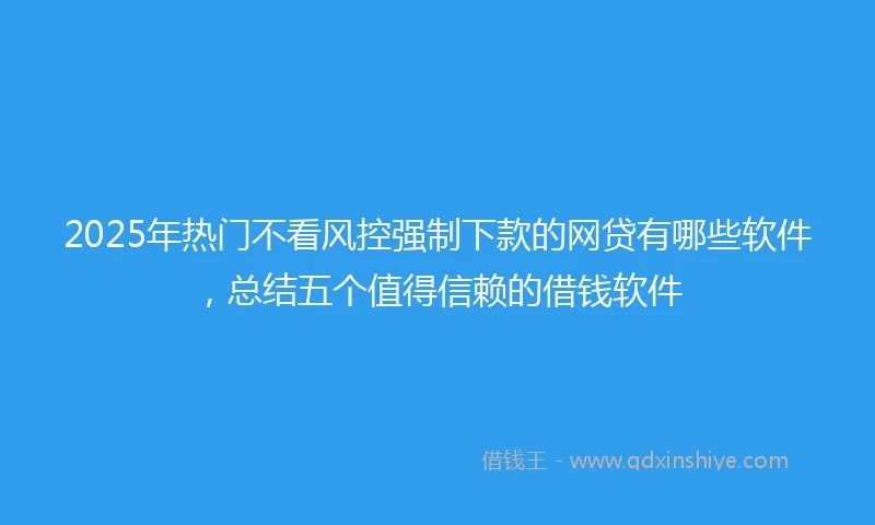 2025年热门不看风控强制下款的网贷有哪些软件，总结五个值得信赖的借钱软件