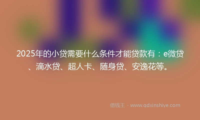 2025年的小贷需要什么条件才能贷款有：e微贷、滴水贷、超人卡、随身贷、安逸花等。