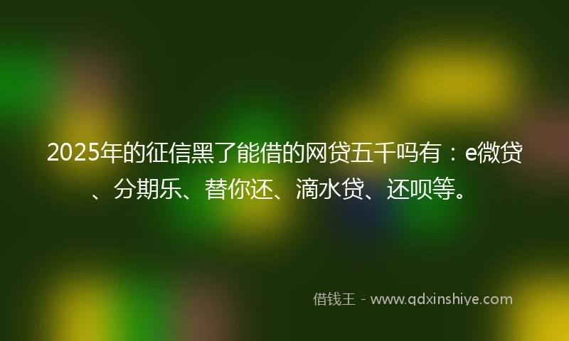 2025年的征信黑了能借的网贷五千吗有：e微贷、分期乐、替你还、滴水贷、还呗等。