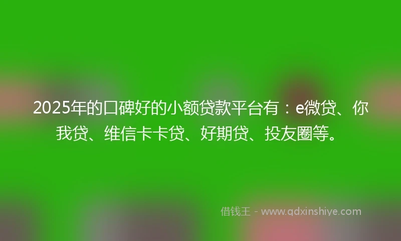 2025年的口碑好的小额贷款平台有：e微贷、你我贷、维信卡卡贷、好期贷、投友圈等。