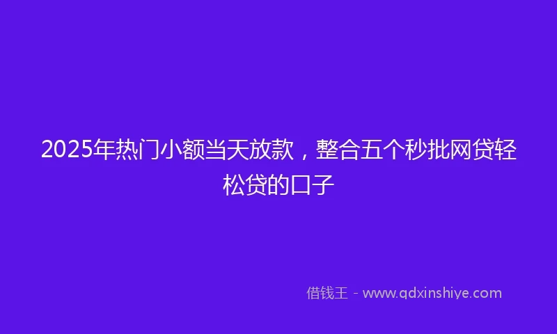 2025年热门小额当天放款，整合五个秒批网贷轻松贷的口子