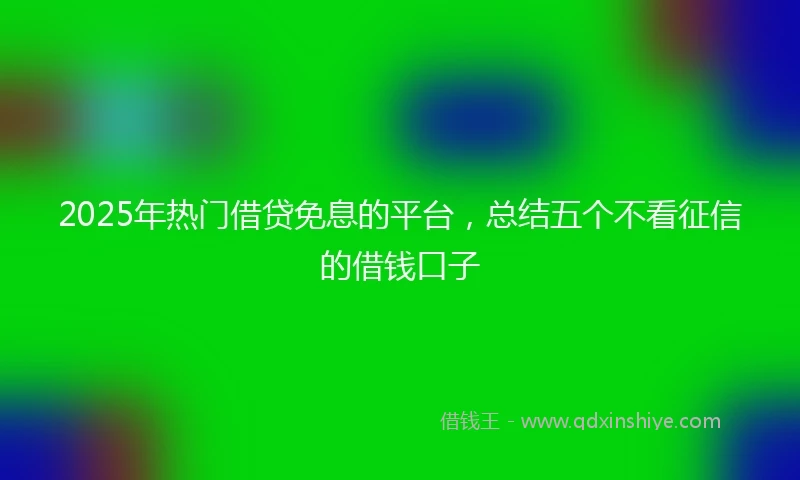 2025年热门借贷免息的平台，总结五个不看征信的借钱口子