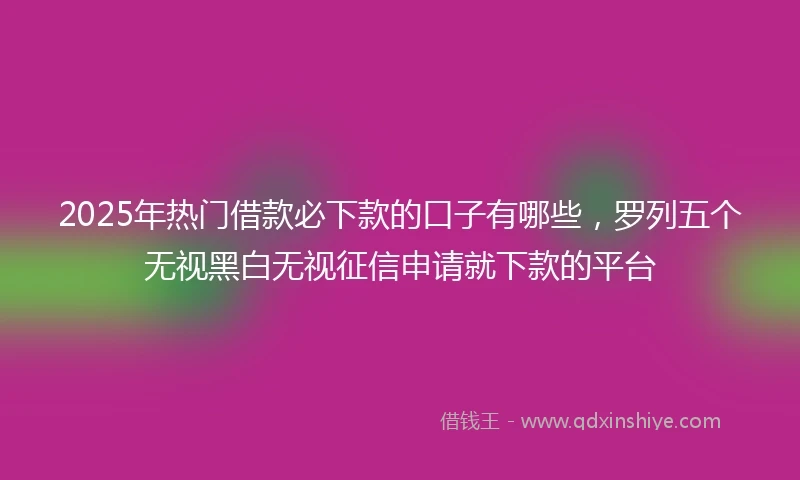 2025年热门借款必下款的口子有哪些，罗列五个无视黑白无视征信申请就下款的平台