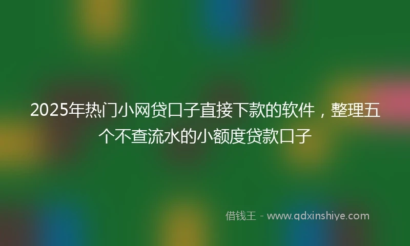 2025年热门小网贷口子直接下款的软件，整理五个不查流水的小额度贷款口子