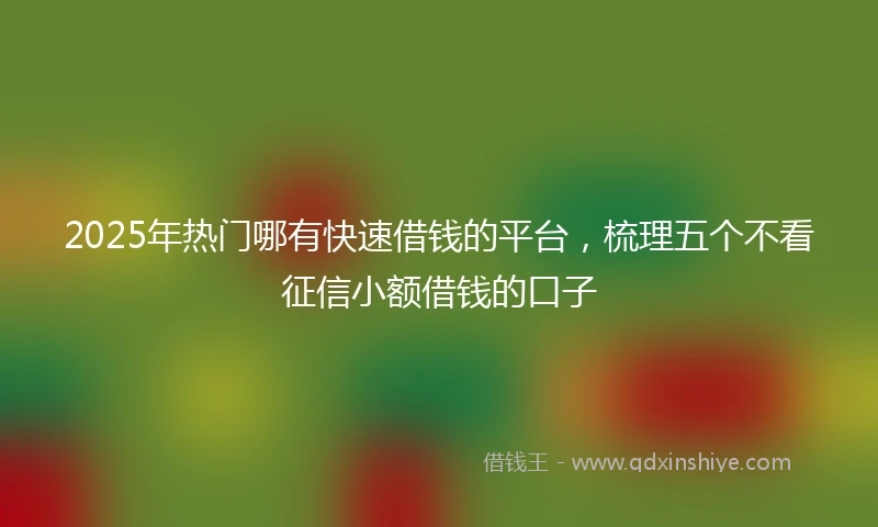 2025年热门哪有快速借钱的平台，梳理五个不看征信小额借钱的口子