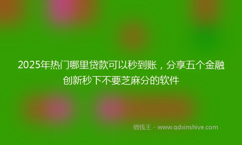 2025年热门哪里贷款可以秒到账，分享五个金融创新秒下不要芝麻分的软件