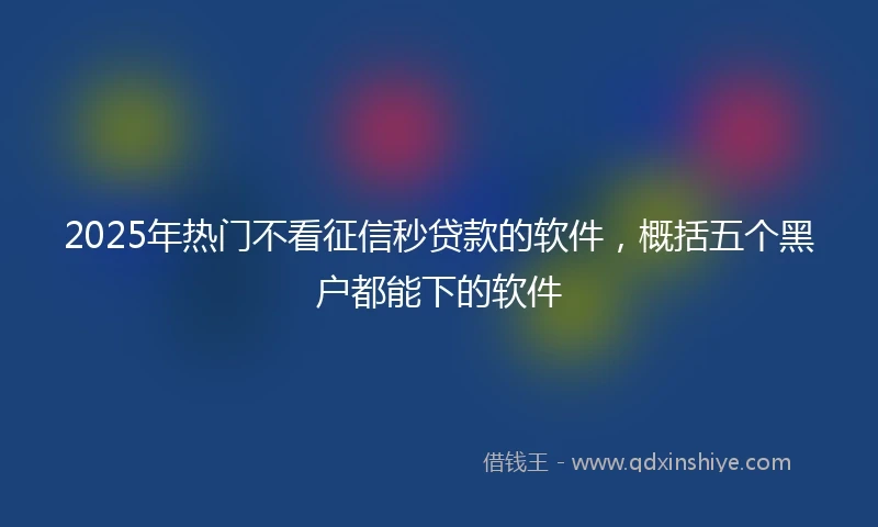 2025年热门不看征信秒贷款的软件，概括五个黑户都能下的软件