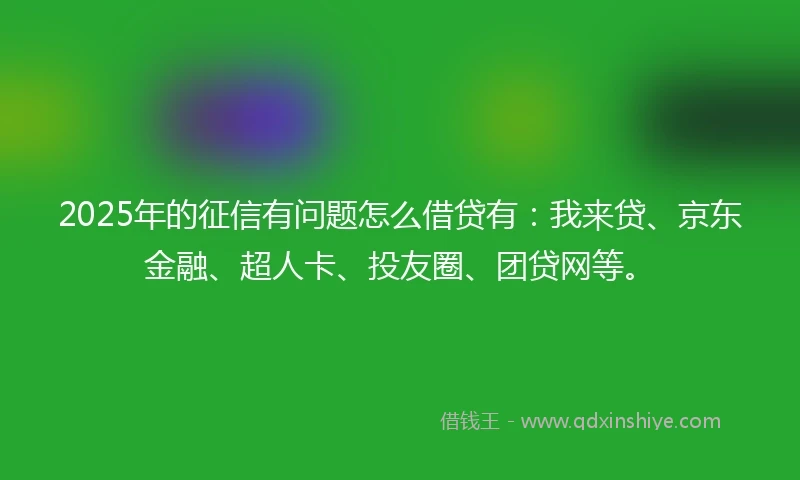 2025年的征信有问题怎么借贷有：我来贷、京东金融、超人卡、投友圈、团贷网等。