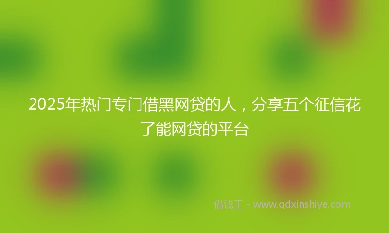 2025年热门专门借黑网贷的人，分享五个征信花了能网贷的平台