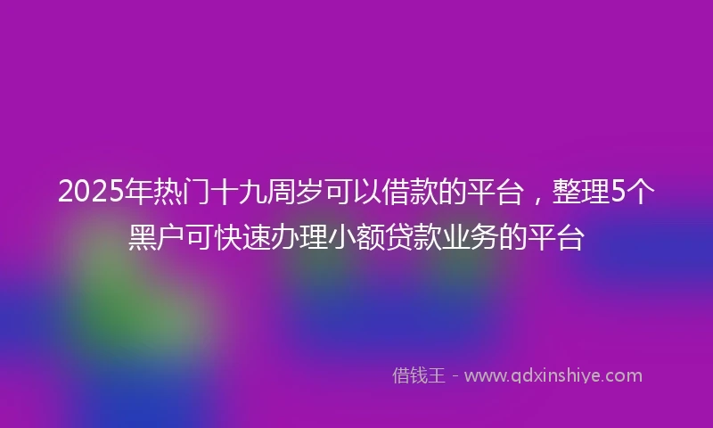 2025年热门十九周岁可以借款的平台，整理5个黑户可快速办理小额贷款业务的平台